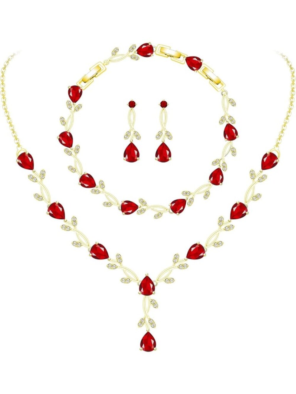 Elegant Wedding Jewelry Set for Bride & Bridesmaids - Cubic Zirconia Necklace